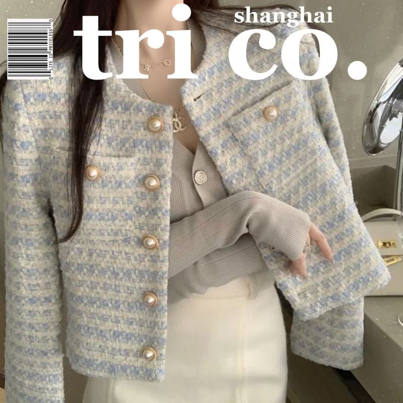 Áo Khoác Ngắn Dáng Rộng Cài Nút Ngọc Trai Thời Trang Thu Đông Phong Cách Pháp Mới Cho Nữ