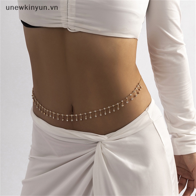 Dây Xích Đeo Hông Đính Đá Zircon Phối Tua Rua Thời Trang Cho Nữ