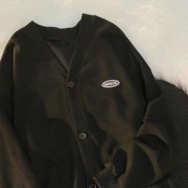 Áo khoác cardigan HANLU vải waffle dễ phối đồ thời trang mới cho nữ