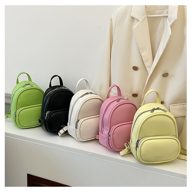 Ba Lô Da Mini Màu Trơn Dễ Thương Cho Nữ