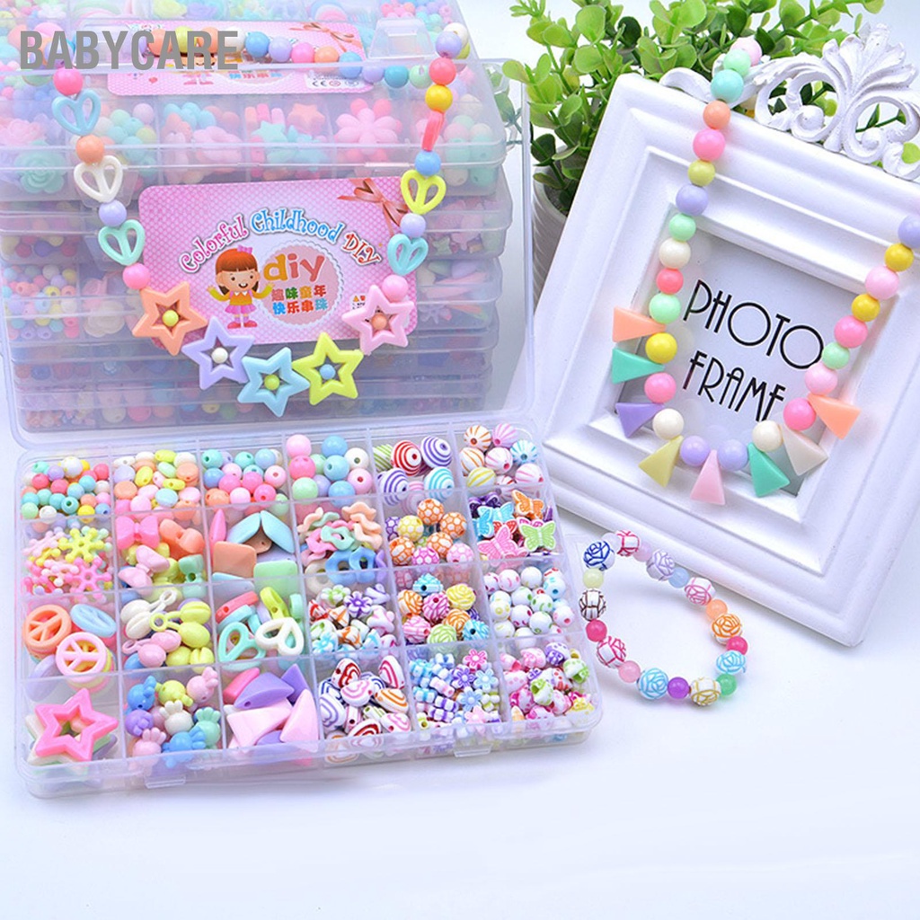 Babycare 9 Set Trẻ Em Vòng Tay Trang Sức Làm Bộ Hạt Xếp Hình Giáo Dục Tự Đồ Chơi Với 24 Lưới Cho Bé Gái