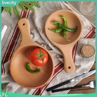 <livecity> 450 / 650ml tô mì dưa chua có lỗ treo hình tròn cầm tay một tay cầm bát salad bằng gỗ cho phòng ăn
