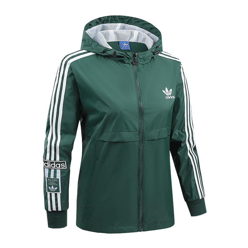 Thêu logo adidas áo gió có mũ trùm đầu ban đầu áo gió nữ áo gió thể thao áo gió ngoài trời