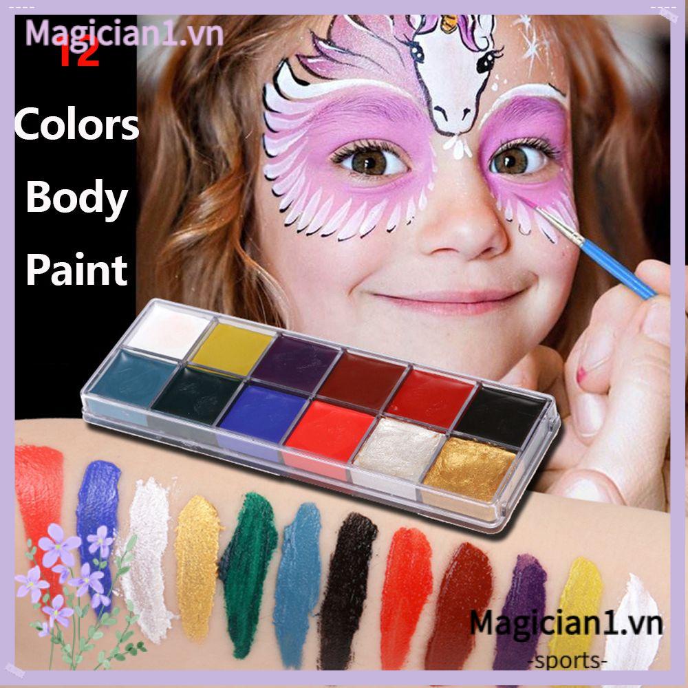 Magician1 12 màu / bộ sơn cơ thể dễ sử dụng sơn bột màu vẽ mặt thời trang