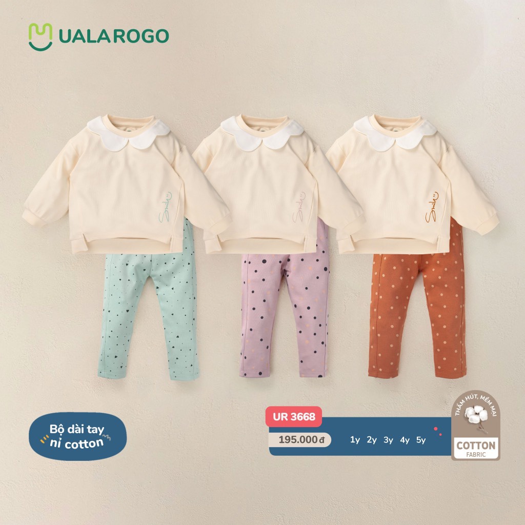 Bộ Ualarogo dài tay cho bé trai bé gái