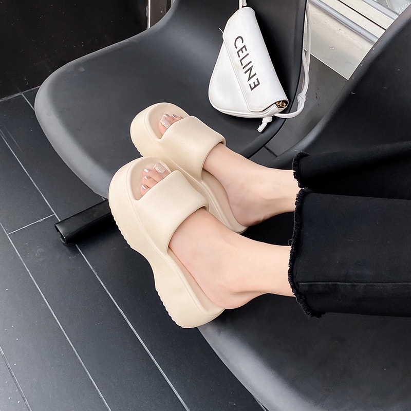 HQ Dép bánh mì guốc dép sandal nữ Màu Sắc Đơn Giản Thoải Mái Cao Gót Chống Trơn Trượt dép đế xuồng 34z080713