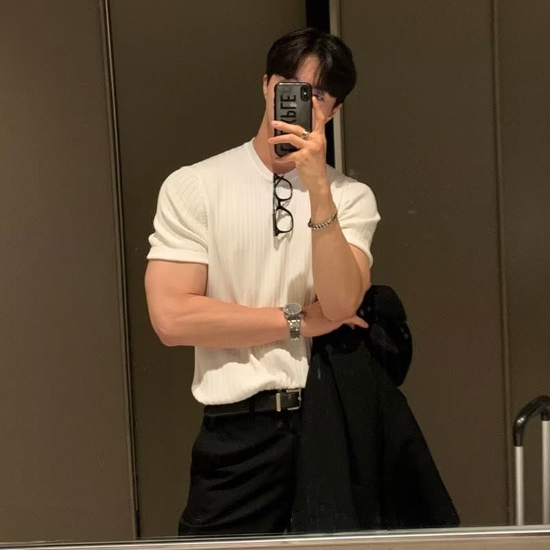 Áo Sweater Cổ Tròn Dáng Rộng Màu Sắc Đơn Giản Thời Trang Mùa Hè 2023 Cho Nam