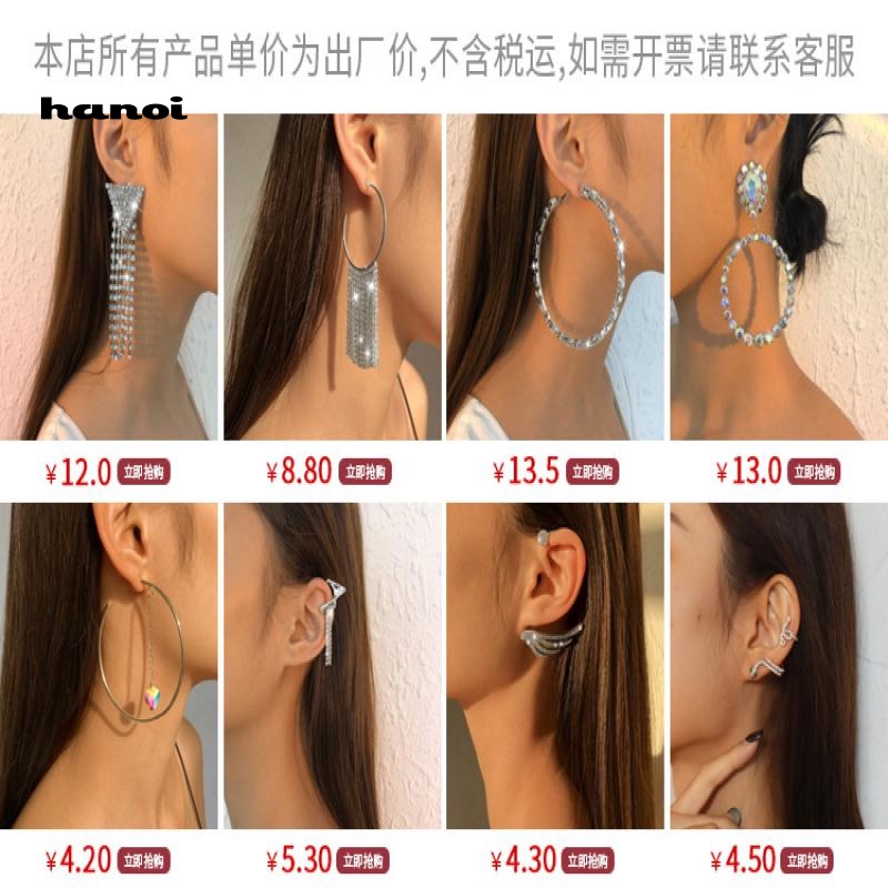 Han_ bông tai rhinestone tua rua tinh tế phong cách giọt nước lạnh cho các quý cô quyến rũ hoàn hảo cho mọi dịp