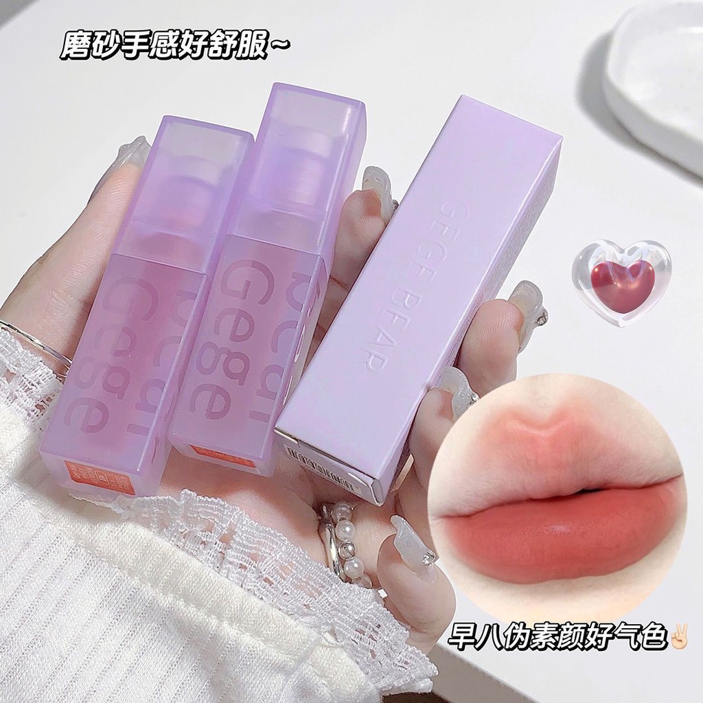 Son kem trang điểm Gege bear nhung lì mềm mịn dễ dàng sử dụng quyến rũ Velvet Lip Tint màu lì siêu mịn lâu trôi