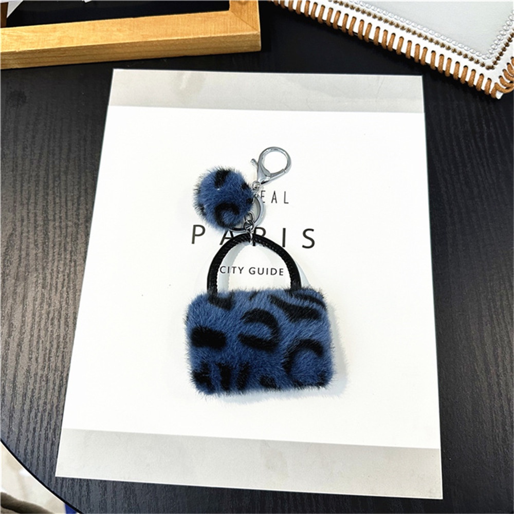 Hình dạng túi xách dễ thương fluffy keychain sáng tạo leopard plush ball keyrings cho phụ nữ người giữ chìa khóa ô tô phụ kiện quà tặng bạn bè