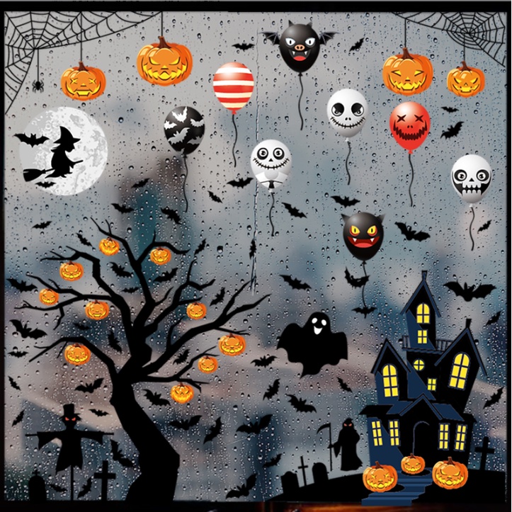 COMBO-Decal HALLOWEEN- Hít tĩnh điện- Ma cây dàn bí đỏ (12) và nhiều mẫu hot