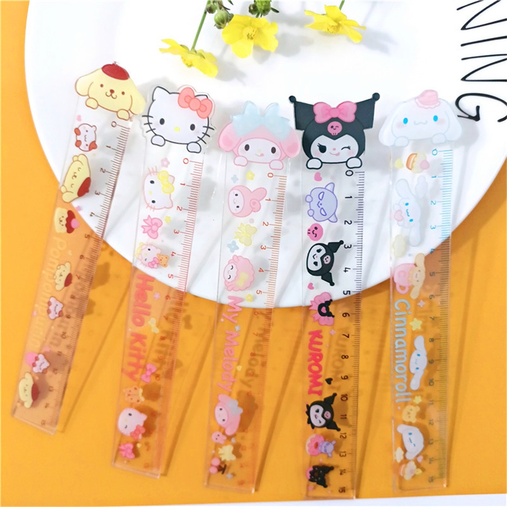 ⚡VẬN CHUYỂN NHANH⚡⚡ Thước đo Hoạt Hình Sanrio Acrylic In Hình Dễ Thương Melody Kuromi Hello Kitty Thước đo Cinnamoroll Thước đo Học Sinh 15cm Quà Tặng Văn Phòng   Dành Cho Học Sinh