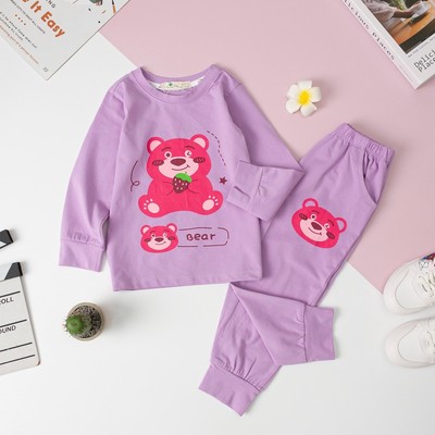 Bộ cotton dài tay, quần chun ống LITIBABY thu đông 4 chiều in Gấu cho bạn 11kg - 24kg