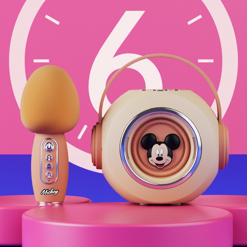 DISNEY : Hai mic sạcdisney e28 không dây bluetooth 5.3 loa mini chuột mickey minnie ánh sáng rgb chất lượng âm thanh hifi ba chế độ hỗ trợ thẻ tf aux bộ loa karaoke gia đình di động