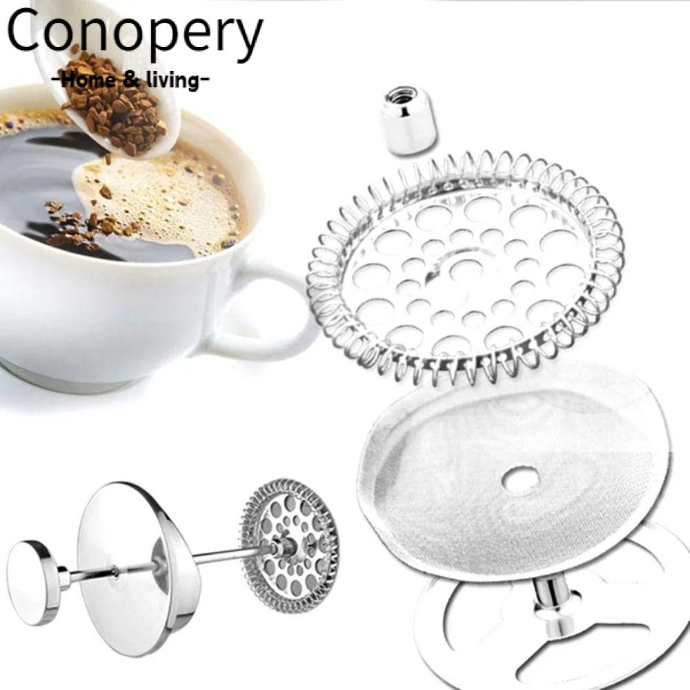 Conopery Lưới lọc cà phê, phụ kiện máy pha trà cà phê tái sử dụng thay thế máy ép kiểu pháp, phụ kiện máy pha cà phê bằng thép không gỉ có thể tháo rời bền lưới ép cà phê cafetiere