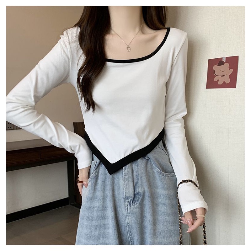 Áo Thun Tay Dài Cổ Vuông Kiểu Hàn Quốc Thời Trang Mùa Thu Cho Nữ Áo phông Nữ NZ-TX-570