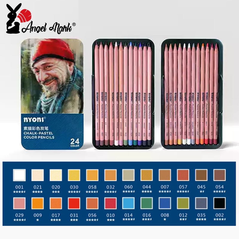 24 Bút chì màu ANGEL MARK bằng gỗ vẽ tranh phác thảo chân dung mỹ thuật chuyên nghiệp