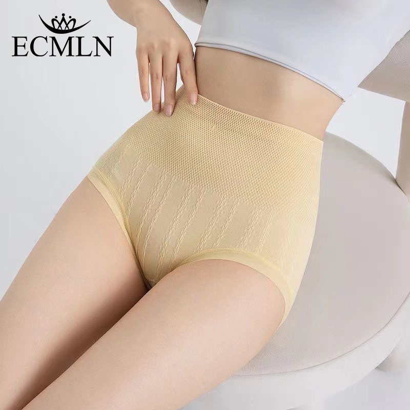 Quần lót định hình ECMLN cạp cao bằng cotton thoáng khí không đường may thoải mái cho nữ