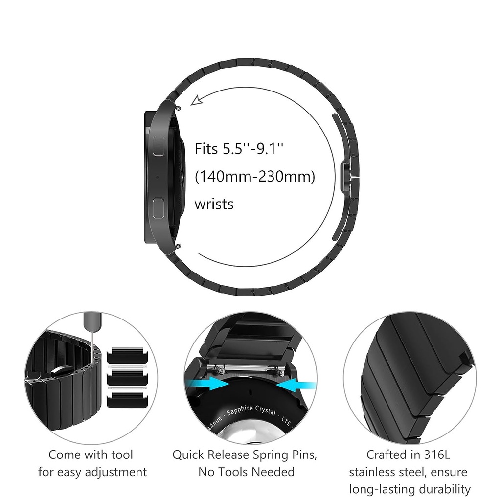 No gap dây đeo kim loại starp bằng thép không gỉ cho samsung galaxy watch 4/6 classic 47mm 43mm 46 42mm galaxy watch 4 5 6 40mm 44mm 5pro
