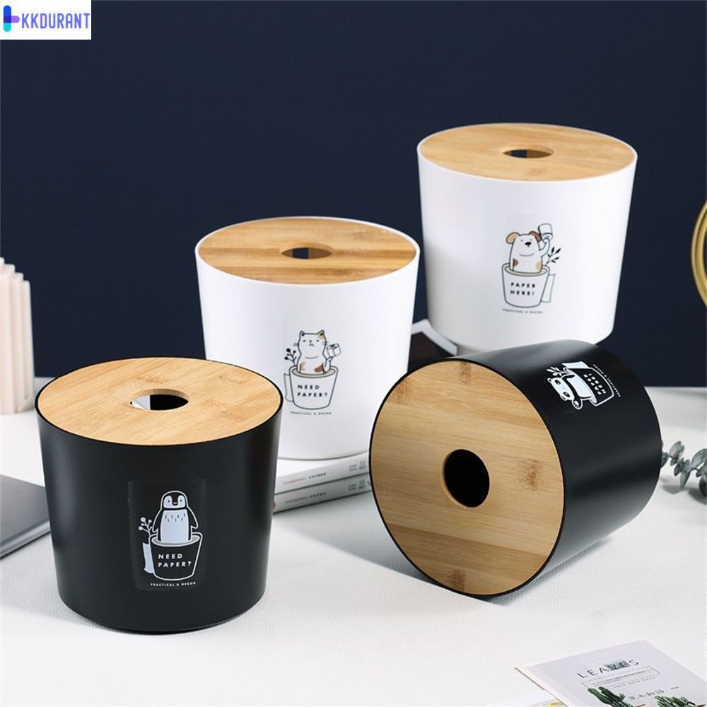 Phòng Mô Sáng Tạo Hộp Bảo Quản Nhà Sống Hình Tròn Cuộn Hộp Hộp Khăn Giấy Gỗ Nút Giấy Bắc Âu Ngăn Kéo KKDURANT
