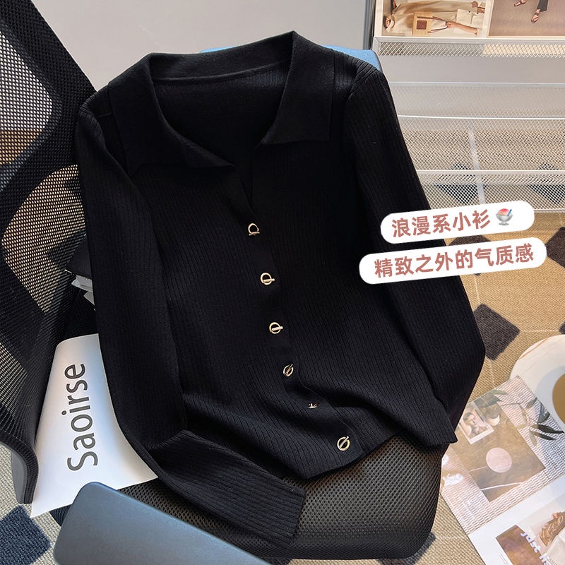 Autumn winter long-sleeved t-shirt phụ nữ polo collar sweater base top