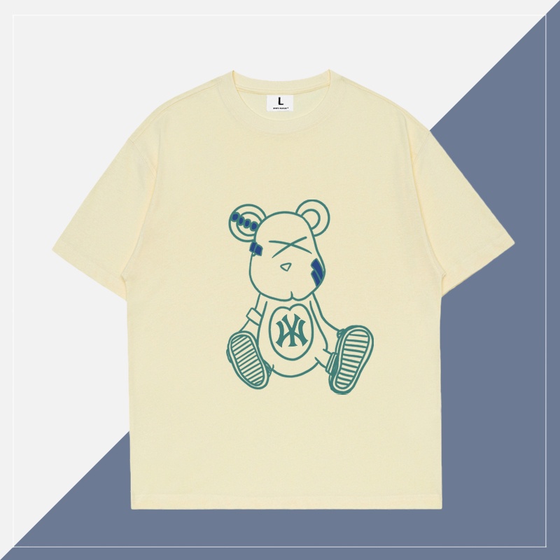 N-y bear short sleeve t-shirt nữ mùa hè phiên bản hàn quốc thời trang nam thương hiệu cặp đôi mặc bông lỏng trên nửa tay áo t