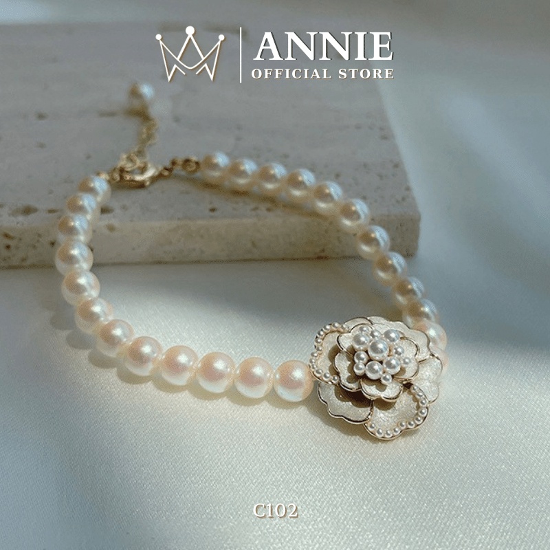Vòng tay nữ hình hoa phối ngọc trai nhân tạo tân cổ điển xinh đẹp - Annie C102