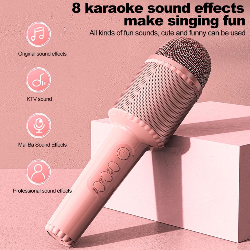 VIRWIR Karaoke Micro bluetooth Không Dây Cầm Tay Khoảng Cách 10m Cho Trẻ Em