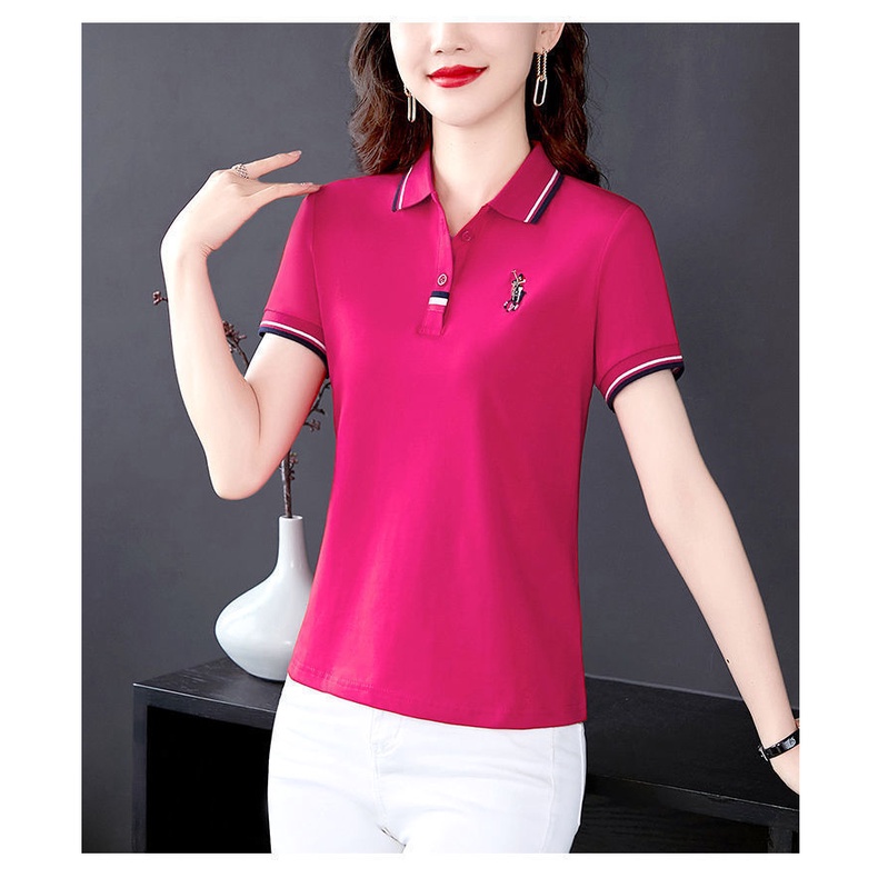Áo Thun polo 100% Cotton Tay Ngắn Dáng Rộng Phong Cách Mới Cho Nữ