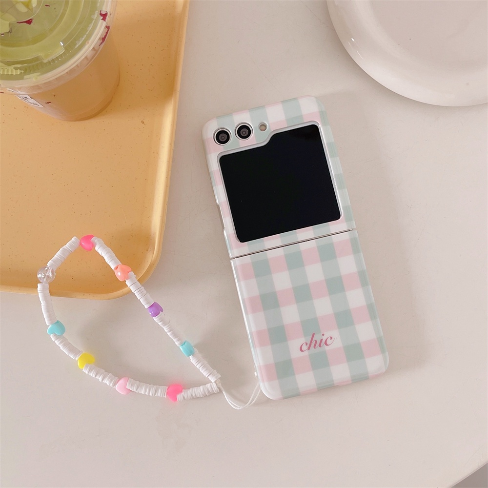 Vỏ điện thoại tpu mềm cho samsung galaxy z flip 5 5g flip5 ins korean lattice love bracelet silicone anti-fall cover case