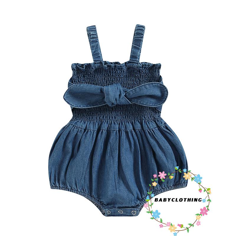 Áo Liền Quần Vải Denim Không Tay Màu Sắc Đáng Yêu Cho Bé