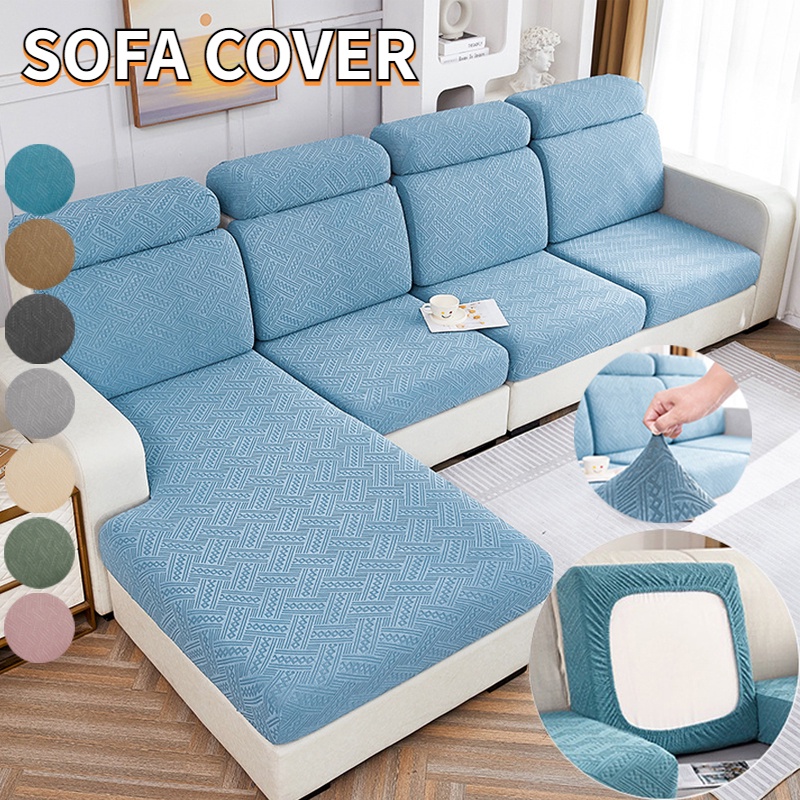 Vỏ Bọc Ghế Sofa Dệt Kim Co Giãn Hình Chữ L 1 / 2 / 3 / 4 Chỗ Ngồi Trang Trí Nội Thất Phòng Khách