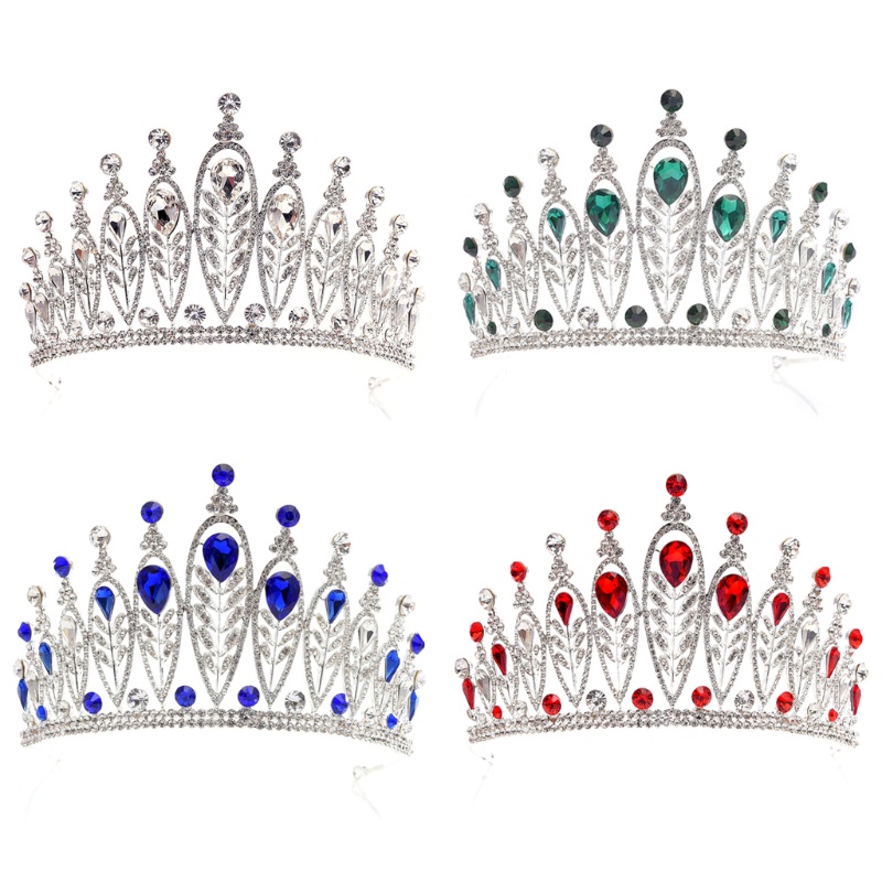 Vương Miện Đính Đá Hình Giọt Nước Sang Trọng Cho Cô Dâu