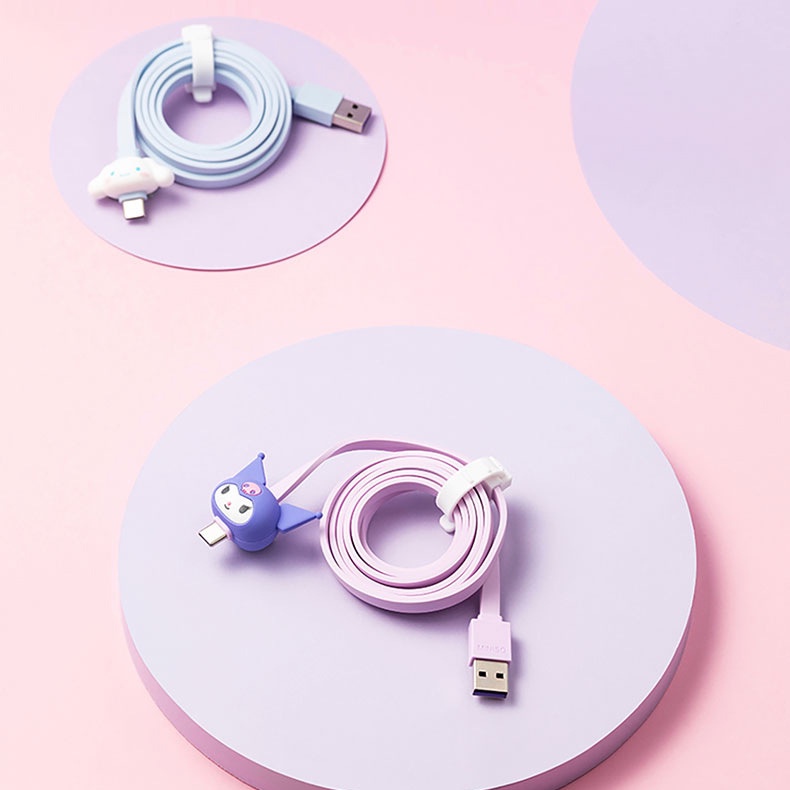 Cáp Sạc Nhanh 3A Sanrio Kuromi Cinnamoroll Pochacco Giao Diện Type-c Chất Liệu TPE Siêu Dễ Thương