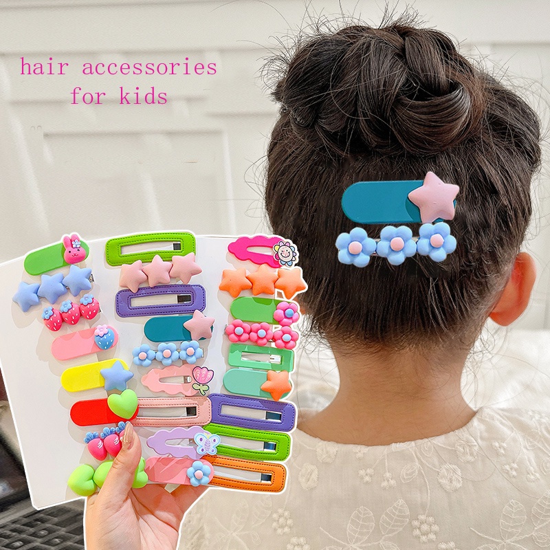 Set 7 / 8 / 9 Kẹp Tóc Màu Sắc Kẹo Ngọt Phong Cách Hàn Quốc Cho Bé Gái