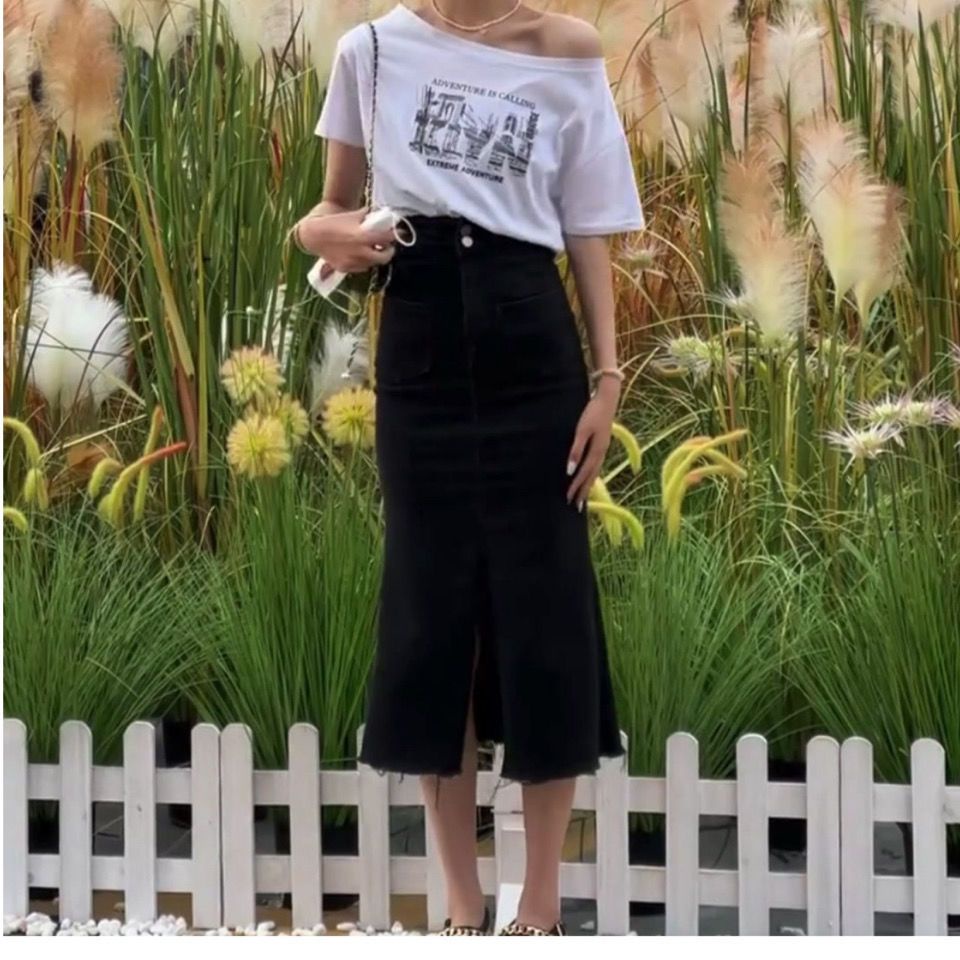 Áo Thun Nữ Trễ Vai Tay Ngắn Dáng Rộng In Hình Thời Trang Mới