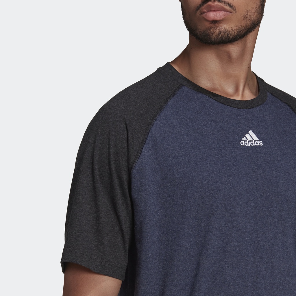 Adidas Phong cách sống Áo Thun Tay Raglan Mélange Essentials Nam Màu xanh da trời HE1797