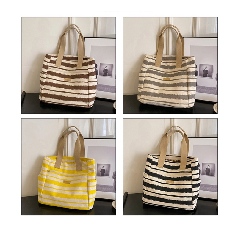Túi Xách Vải Kẻ Sọc Phong Cách Hàn Quốc Cho Nữ