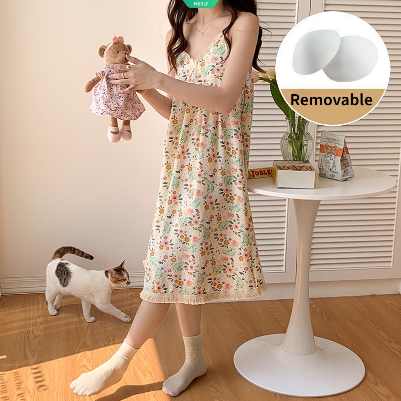 Đầm Ngủ Hai Dây In Họa Tiết Hoạt Hình Nhật Bản Thời Trang Mùa Hè 2023