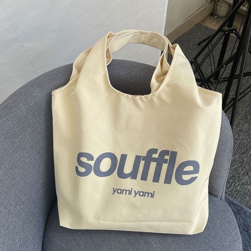 Túi Xách Canvas Cỡ Lớn In Chữ Thời Trang