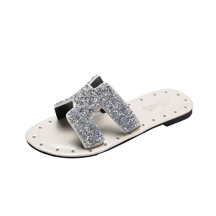 Dép Sandal Đế Bằng Đính Đá Thời Trang 2023 Cho Nữ