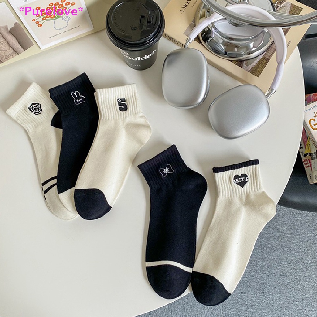 Vớ Cotton Thoáng Khí Thêu Họa Tiết Dễ Thương Thời Trang Xuân Hè 2023 Cho Nữ Mới