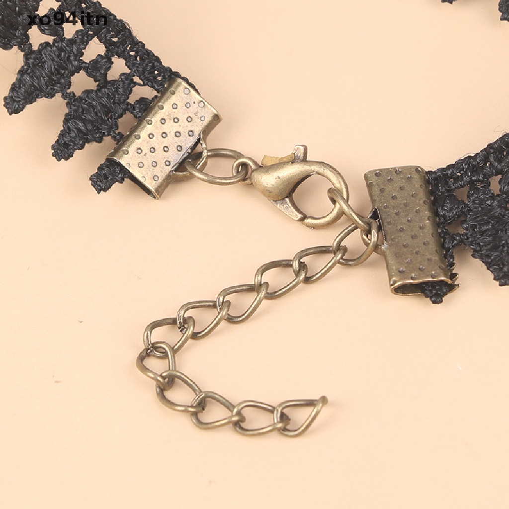 Vòng Tay Ren Đính Hạt Pha Lê Đen Phong Cách Vintage