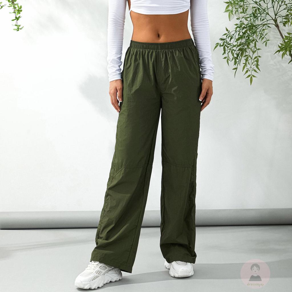 Quần Dài Thể Thao Nữ Ống Đứng Lưng Thun Màu Trơn Thời Trang