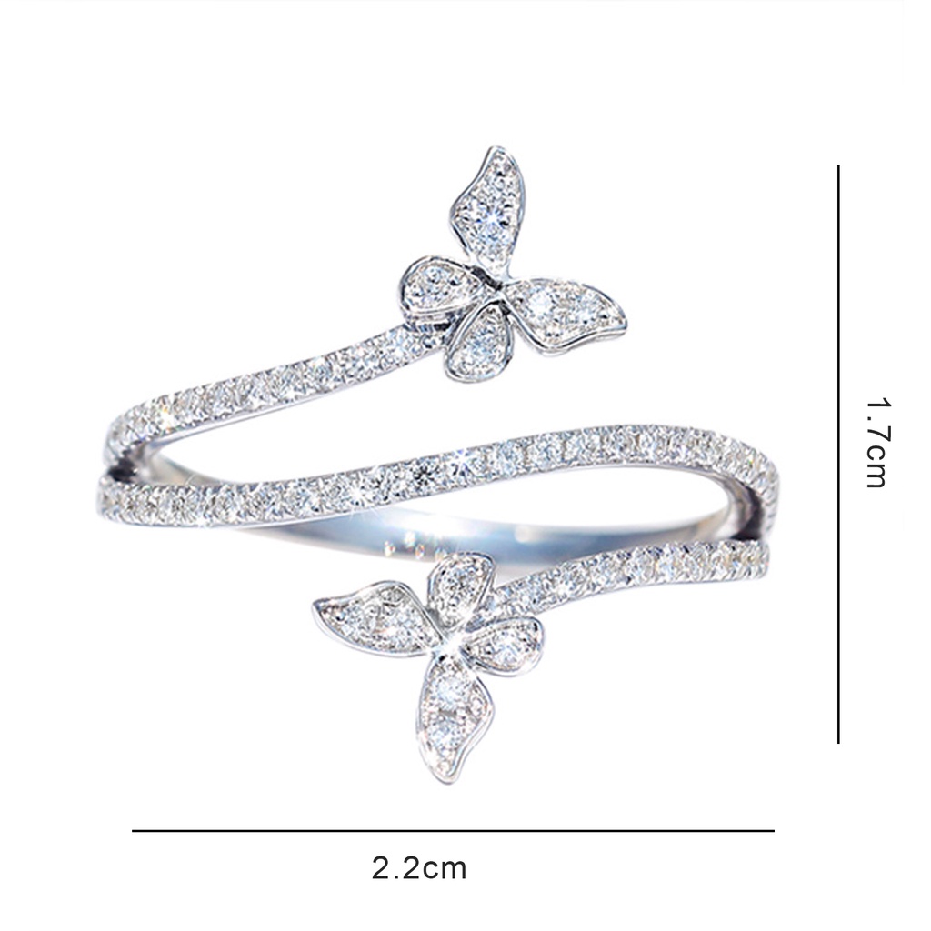 Nhẫn Nhiều Lớp Hình Bướm Dạng Xoắn Ốc Đính Đá Lấp Lánh Không Gây Dị Ứng Thời Trang Cho Nữ