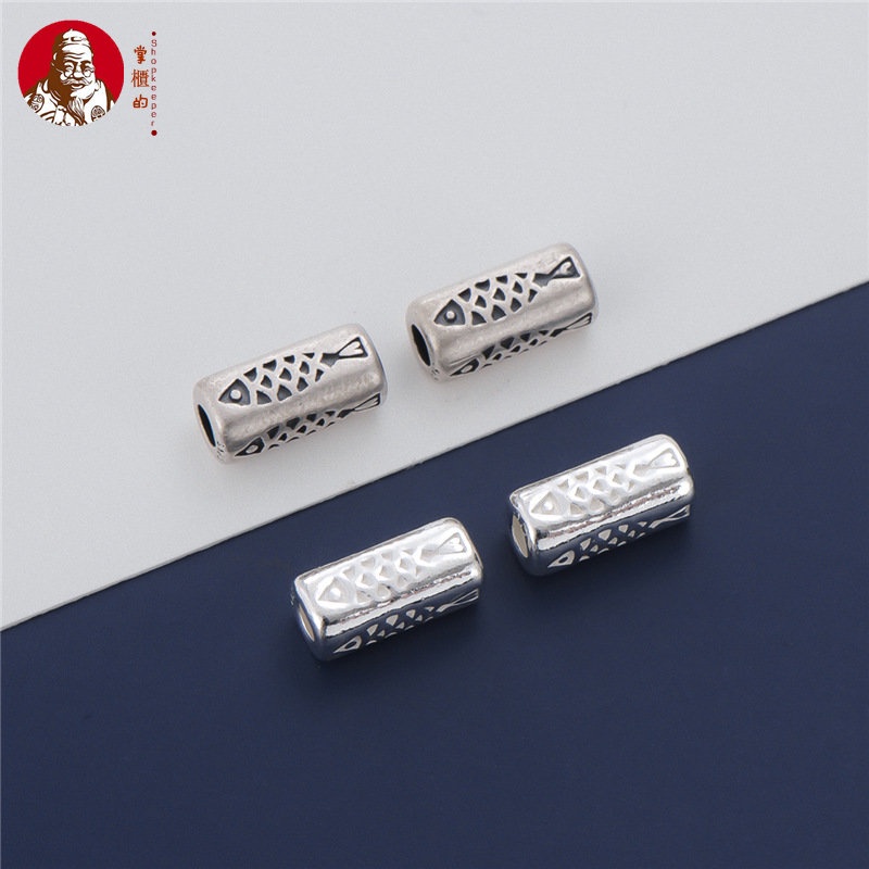 Hạt Xâu Chuỗi Bạc S925 Hình Cá Koi Vuông Nhỏ Dùng Làm Trang Sức DIY