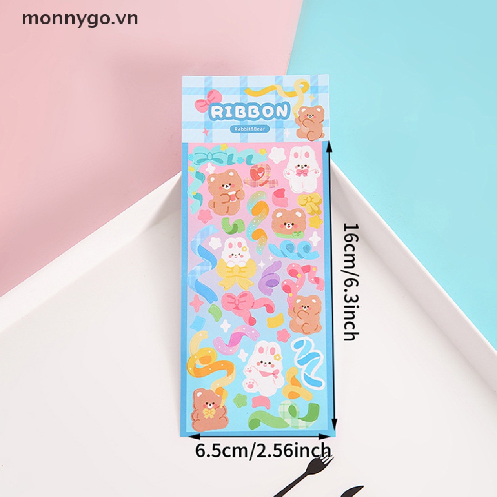 Set 6 Tấm Hình Dán Monogo Họa Tiết Hoạt Hình Dễ Thương Lấp Lánh Trang Trí Phong Cách Hàn Quốc