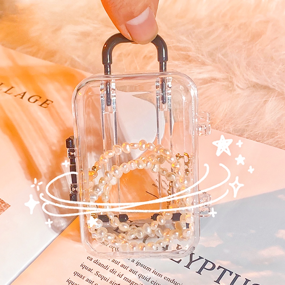 Hộp Đựng Trang Sức Để Bàn Trong Suốt Hình Vali Mini Đơn Giản Sáng Tạo