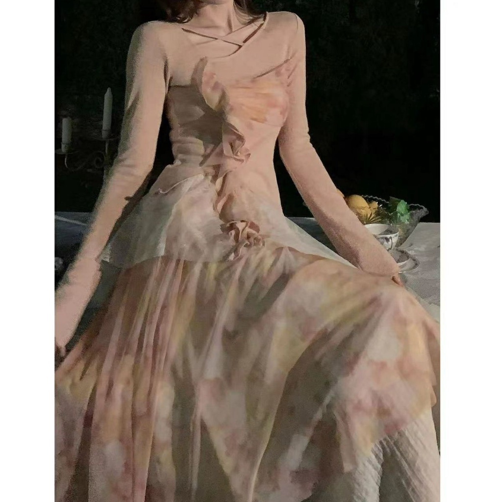 Bộ Áo Tay Dài + Chân Váy Lưới Mỏng Phong Cách Trung Hoa Mới Mẻ Cho Nữ 4.10 Dream SEVEN77 4.10