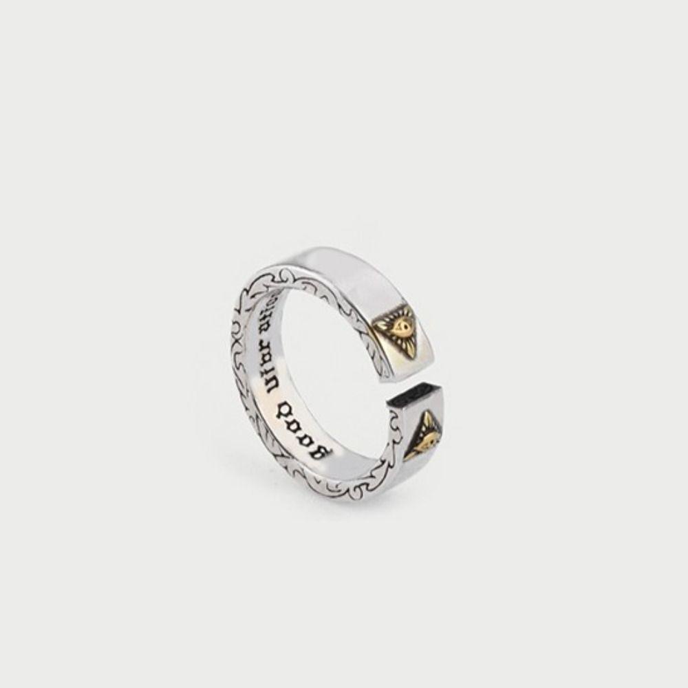 USNOW Nhẫn Hình Tam Giác Bằng Hợp Kim Màu Bạc Có Thể Điều Chỉnh Phong Cách Đường Phố Cá Tính Cho Nam